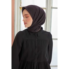 Miray Düz Pamuk Eşarp - Mürdüm Siyah