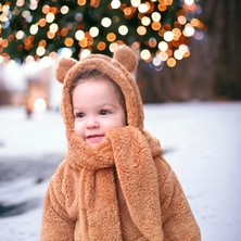 Bebeğime Çorap Çocuk Kapüşonlu Peluş Atkı Bere Welsoft Polar Boyunluk