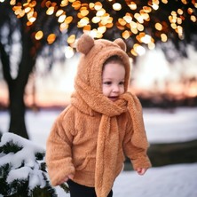 Bebeğime Çorap Çocuk Kapüşonlu Peluş Atkı Bere Welsoft Polar Boyunluk