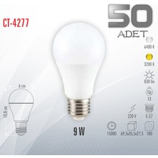 Cata CT-4277 9W LED Ampul E-27 Duy Tipi Beyaz Işık Renkli 10-20 Watt Aralığında Ampul