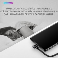 USAMS Apple iPhone Uyumlu, Hızlı, Işıklı, Örgülü, (1.2 Metre) Uzun Akıllı Şarj Kablosu