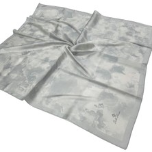 Silk Home Desenli Shiny Eşarp - 8647 - Açık Gümüş