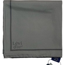 Levidor Şeritli Düz Twill Ipek Eşarp - Koyu Gri