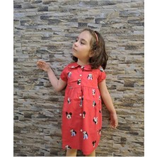 Des Gamins Minnie Nakışlı Kız Çocuk Pembe Elbise
