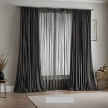 Vi Home Antrasit Karartma Fon Perde Blackout Lüks Düz Dikiş Kornişli En x Yükseklik