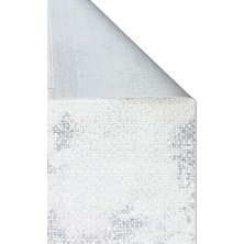 Carpetdocia Smooth Yıkanabilir Kaymaz Parlak Oturma Odası Salon Koridor Ince Dokuma Modern Halı 108 Cream Grey