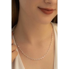 Osmanlı Gümüş Kadın Gümüş Kolye - 2.5 mm Desenli Barlı Model Gümüş Kolye