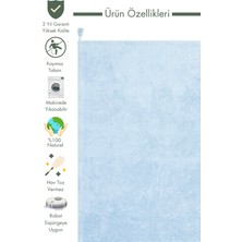Carpetdocia Cotton Baby %100 Naturel Pamuk Yıkanabilir Kaymaz Tabanlı Bebek Halısı Plaın Blue