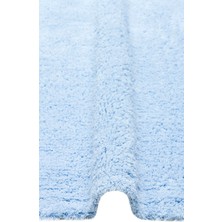 Carpetdocia Cotton Baby %100 Naturel Pamuk Yıkanabilir Kaymaz Tabanlı Bebek Halısı Plaın Blue