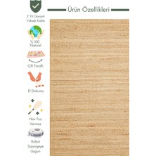 Carpetdocia Crown Jüt %100 Naturel El Dokuma Oturma Odası Koridor Antre Mutfak Balkon Hasır Halı 12 Natural