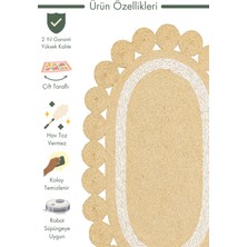 Carpetdocia Cancun Jüt Görünümlü Çift Taraflı Oturma Odası Koridor Mutfak Pamuklu Hasır Örgü Halı 04 Natural Whı