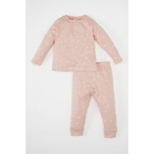 DeFacto Kız Bebek Kalp Desenli Uzun Kollu Penye Pijama Takımı D1796A524AU
