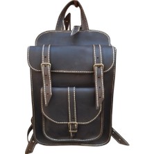 Semiramis Ares Model Hakiki Crazy Deri El Yapımı Kahverengi Unisex Vintage Sırt Çantası