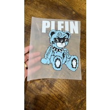 Gönülden Tasarım Ütü Ile Yapışan Mavi Ayı Arma Transfer Baskı 18X13 cm
