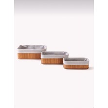 Mi-Ça Home Bambu Naturel 3'lü Düzenleyici Organizer Sepet Seti / Banyo,makyaj Düzenleyici