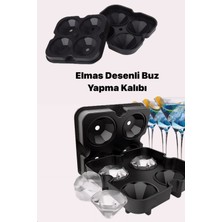Mi-Ça Home Elmas Şekilli Kırılmaz Silikon Buz Yapma Kalıbı 4 Gözlü Siyah Renk Esnek Malzeme