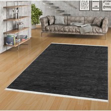 Pamuk Life Halı Kaymaz Deri Taban Yıkanabilir Halı PL4012 Siyah