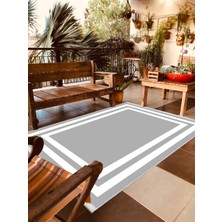 Pamuk Life Halı Kaymaz Deri Taban Yıkanabilir Halı PL4703 Gri Beyaz