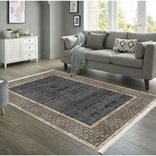 Pamuk Life Halı Kaymaz Deri Taban Yıkanabilir Halı PL4739 Siyah Vizon