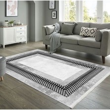 Pamuk Life Halı Kaymaz Deri Taban Yıkanabilir Halı PL4713 Siyah