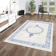 Pamuk Life Halı Kaymaz Deri Taban Yıkanabilir Halı PL4905 Mavi