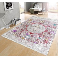 Pamuk Life Halı Kaymaz Deri Taban Yıkanabilir Halı PL5041 Pembe