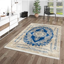 Pamuk Life Halı Kaymaz Deri Taban Yıkanabilir Halı PL4986 Mavi