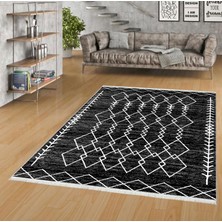 Pamuk Life Halı Kaymaz Deri Taban Yıkanabilir Halı PL5026 Siyah Beyaz