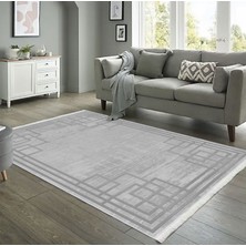 Pamuk Life Halı Kaymaz Deri Taban Yıkanabilir Halı PL5409 Gri