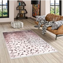 Pamuk Life Halı Kaymaz Deri Taban Yıkanabilir Halı PL5416 Pembe