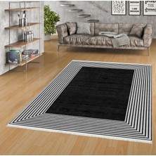Pamuk Life Halı Kaymaz Deri Taban Yıkanabilir Halı PL5413 Siyah