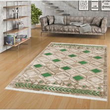 Pamuk Life Halı Kaymaz Deri Taban Yıkanabilir Halı PL5421 Yeşil