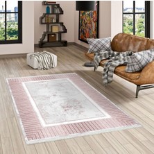 Pamuk Life Halı Kaymaz Deri Taban Yıkanabilir Halı PL5443 Pembe