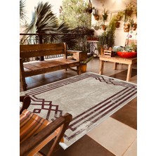 Pamuk Life Halı Kaymaz Deri Taban Yıkanabilir Halı PL5445 Bordo