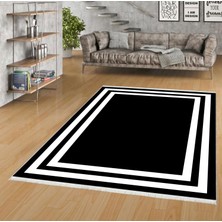 Pamuk Life Halı Kaymaz Deri Taban Yıkanabilir Halı PL4703 Siyah Beyaz