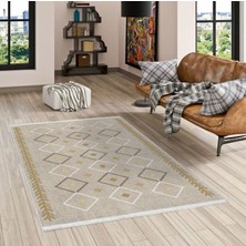 Pamuklife Halı Kaymaz Deri Taban Yıkanabilir Halı PL5459 Gold