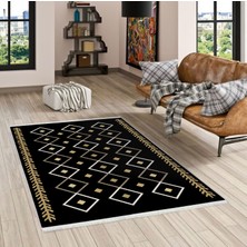 Pamuk Life Halı Kaymaz Deri Taban Yıkanabilir Halı PL5459 Siyah