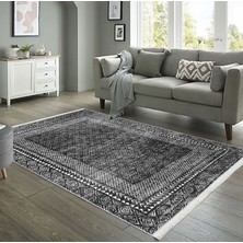 Pamuk Life Halı Kaymaz Deri Taban Yıkanabilir Halı PL5461 Siyah
