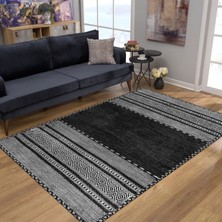 Pamuk Life Halı Kaymaz Deri Taban Yıkanabilir Halı PL5466 Siyah