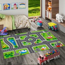 Pamuk Life Halı Kaymaz Deri Taban Yıkanabilir Çocuk Halısı PL4890 Yeşil