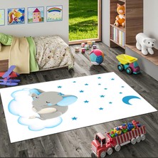 Pamuk Life Halı Kaymaz Deri Taban Yıkanabilir Çocuk Halısı PL4892 Mavi