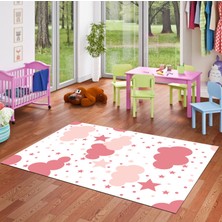Pamuk Life Halı Kaymaz Deri Taban Yıkanabilir Çocuk Halısı PL4778 Pembe
