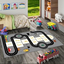 Pamuk Life Halı Kaymaz Deri Taban Yıkanabilir Çocuk Halısı PL4779 Gri