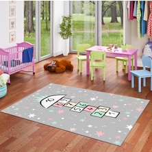 Pamuk Life Halı Kaymaz Deri Taban Yıkanabilir Çocuk Halısı PL4868 Gri