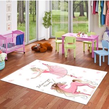 Pamuk Life Halı Kaymaz Deri Taban Yıkanabilir Çocuk Halısı PL4827 Pembe