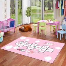 Pamuk Life Halı Kaymaz Deri Taban Yıkanabilir Çocuk Halısı PL4864 Pembe