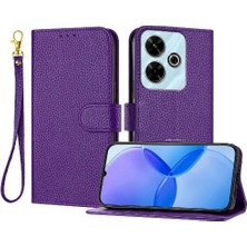 GX Boutique Telefon Kılıfı Için Xiaomi Poco M6 4g Litchi Desen Flip Folio Kart Yuvaları Pu (Yurt Dışından)