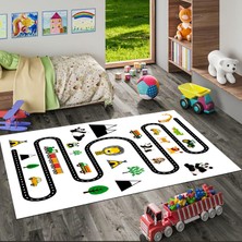 Pamuk Life Halı Kaymaz Deri Taban Yıkanabilir Çocuk Halısı PL5123 Beyaz