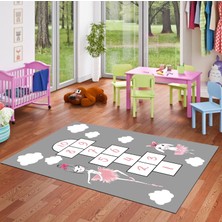 Pamuk Life Halı Kaymaz Deri Taban Yıkanabilir Çocuk Halısı PL4864 Gri