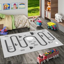 Pamuk Life Halı Kaymaz Deri Taban Yıkanabilir Çocuk Halısı PL5226 Gri